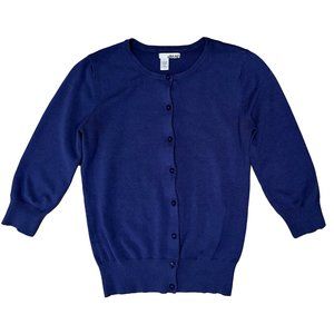 Abound Ultramarine Blue Crewneck Cardigan Sweater Large 8-10 /Juniors 11-13